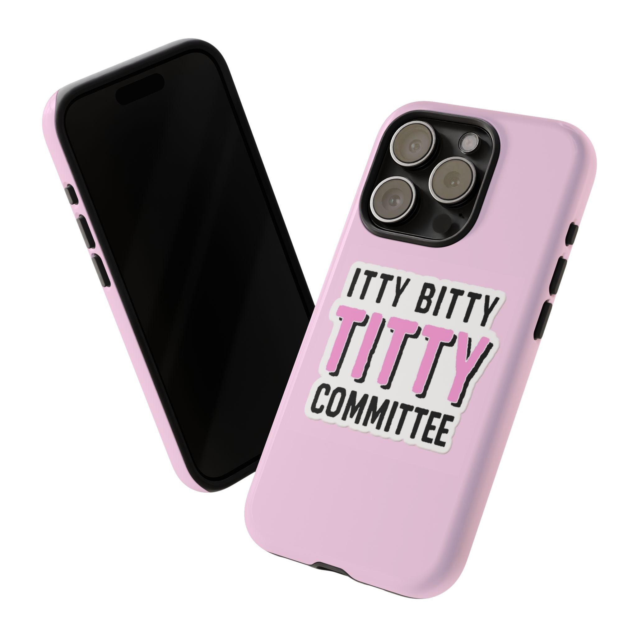 Pink Phone Case with Itty Bitty Titty Committee Design, Funny Phone Cover, Gift for Her, Cute Cellphone Case, Quirky Accessory