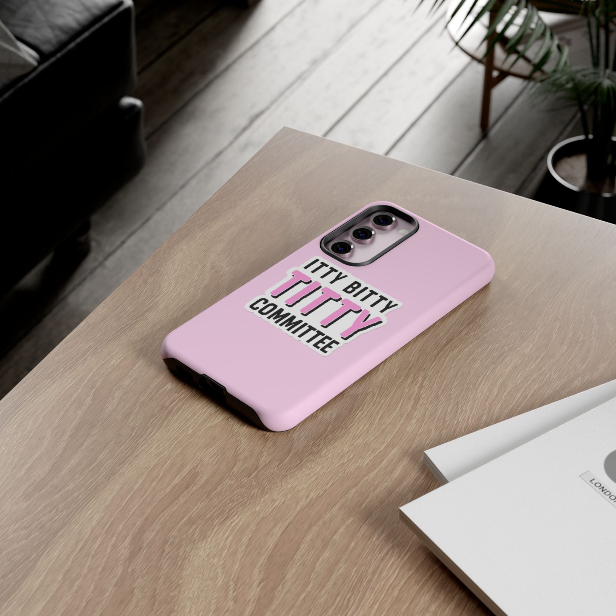 Pink Phone Case with Itty Bitty Titty Committee Design, Funny Phone Cover, Gift for Her, Cute Cellphone Case, Quirky Accessory