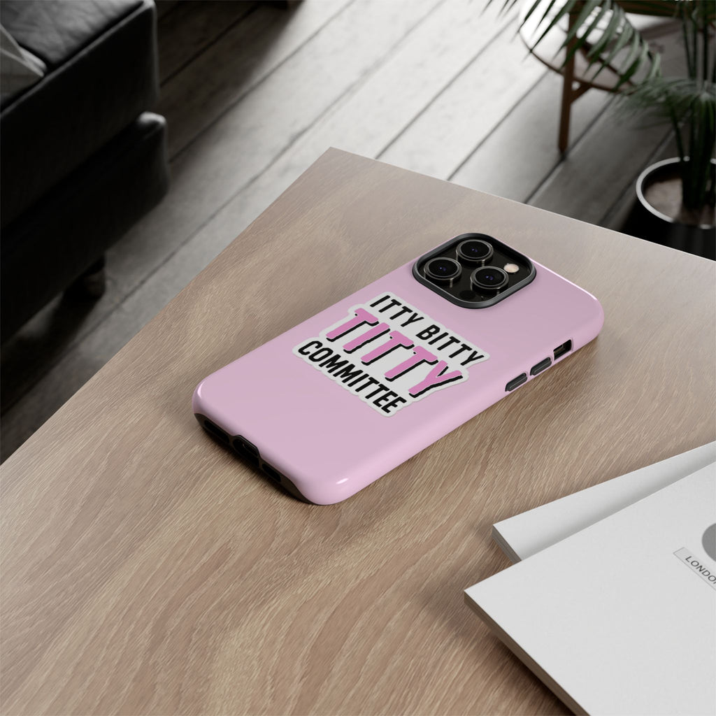Pink Phone Case with Itty Bitty Titty Committee Design, Funny Phone Cover, Gift for Her, Cute Cellphone Case, Quirky Accessory