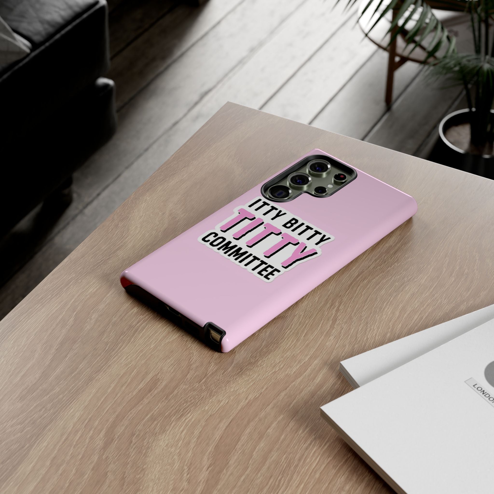 Pink Phone Case with Itty Bitty Titty Committee Design, Funny Phone Cover, Gift for Her, Cute Cellphone Case, Quirky Accessory