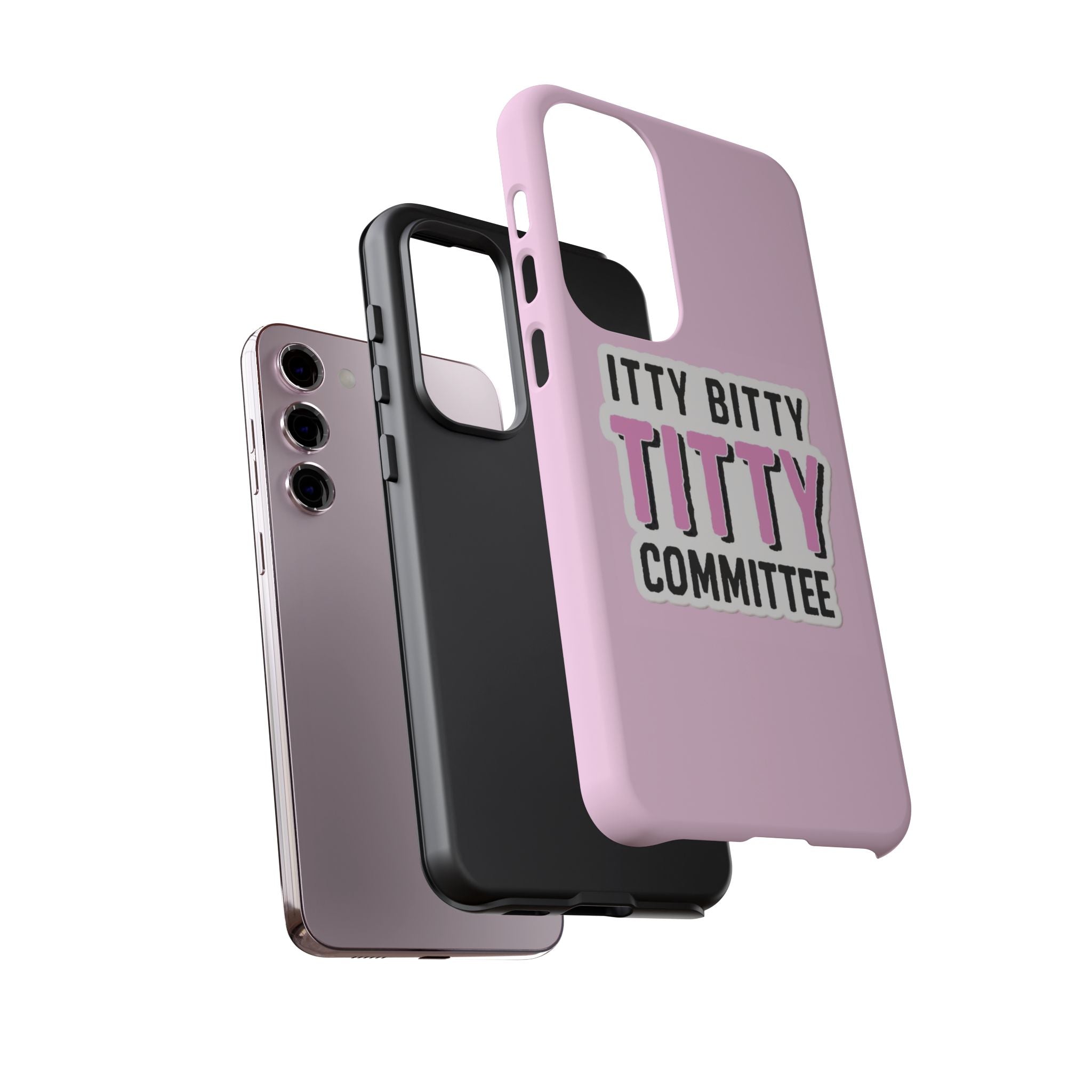 Pink Phone Case with Itty Bitty Titty Committee Design, Funny Phone Cover, Gift for Her, Cute Cellphone Case, Quirky Accessory